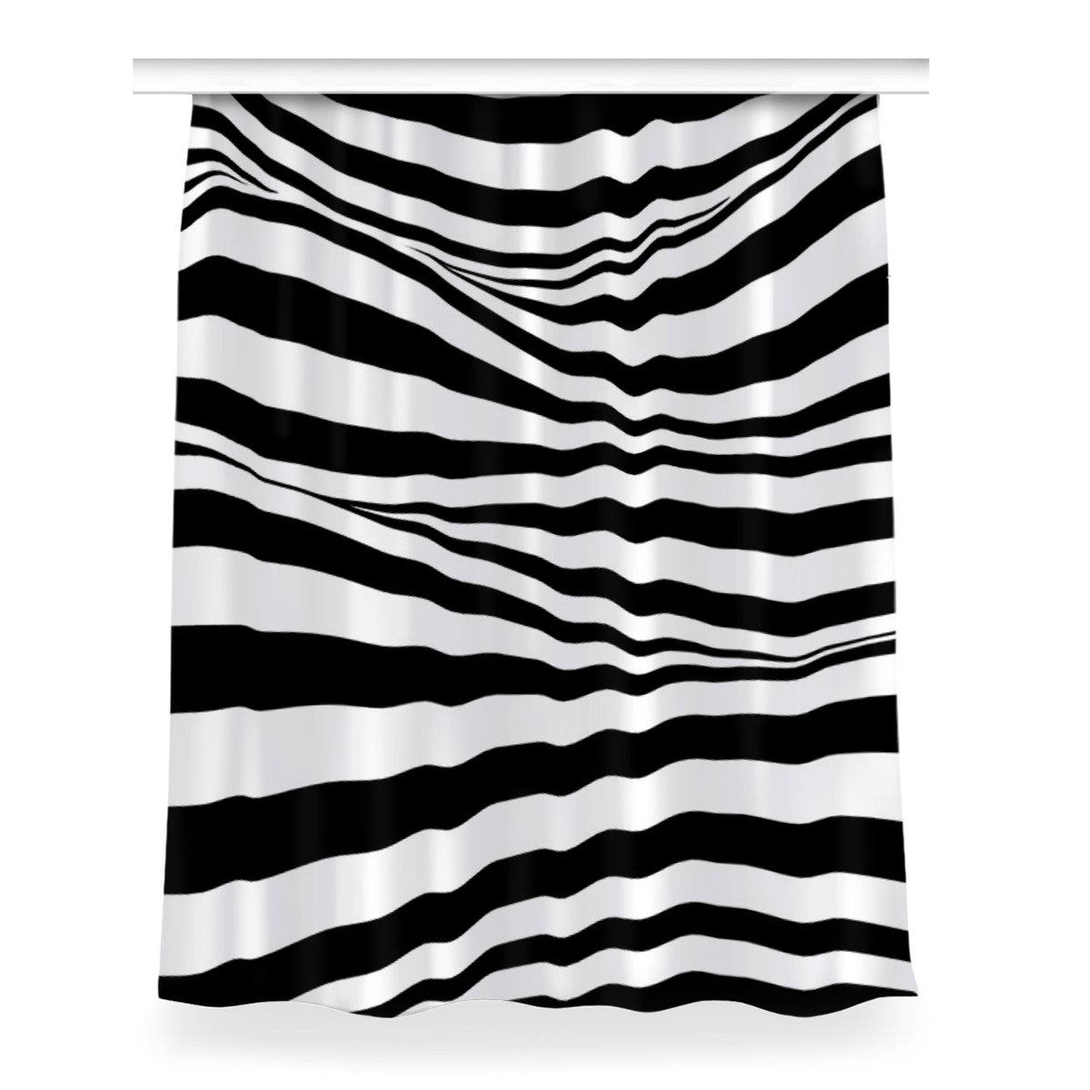 Klasyczna zasłona kolory 150x200 Czarno-białe fale, Fabricsy