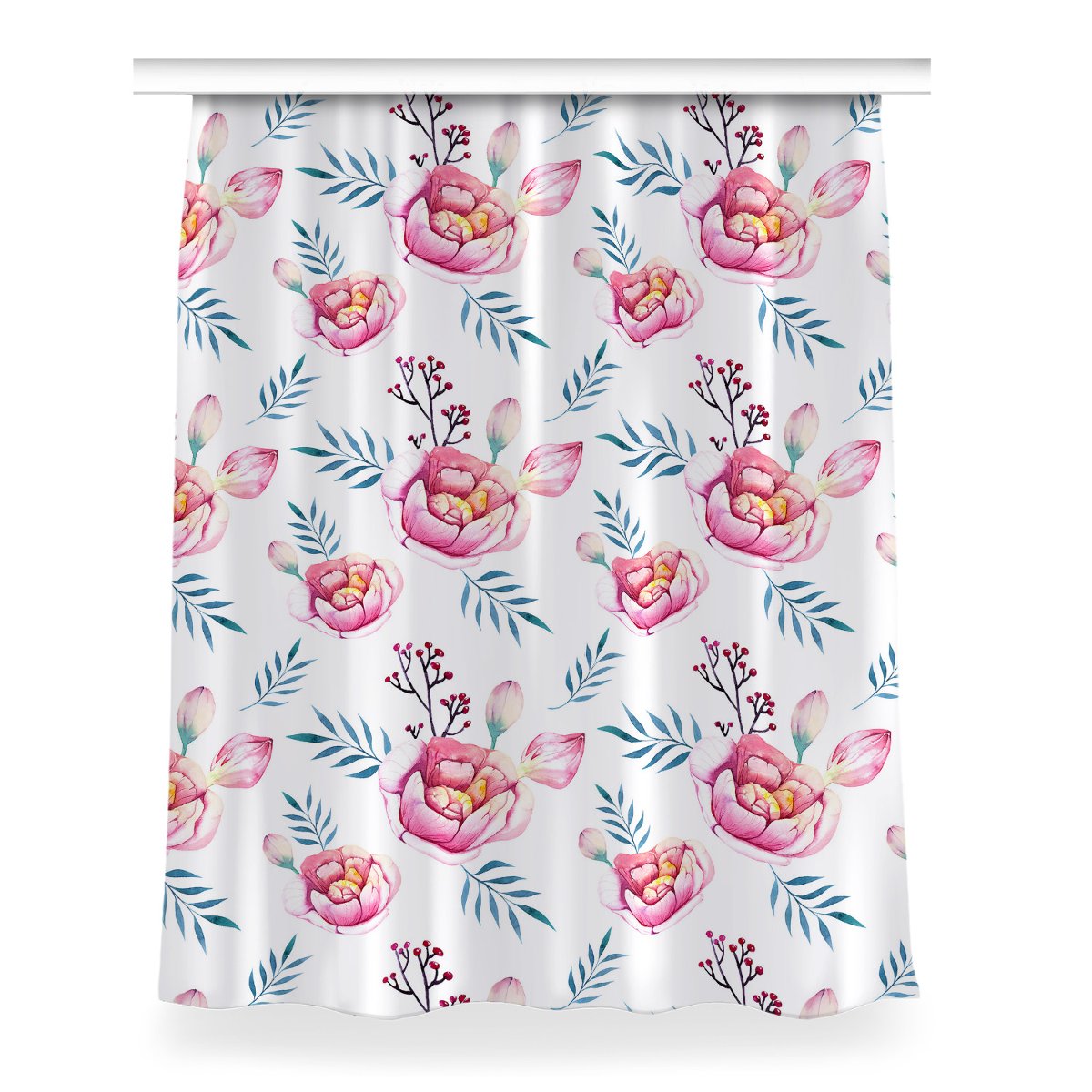Gotowa zasłona z grafiką dekor wzór 150x200 Kwiaty, Fabricsy