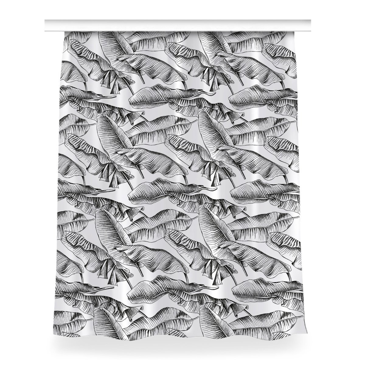 Zasłona z grafiką gotowa 150x200 cm Czarne liście, Fabricsy