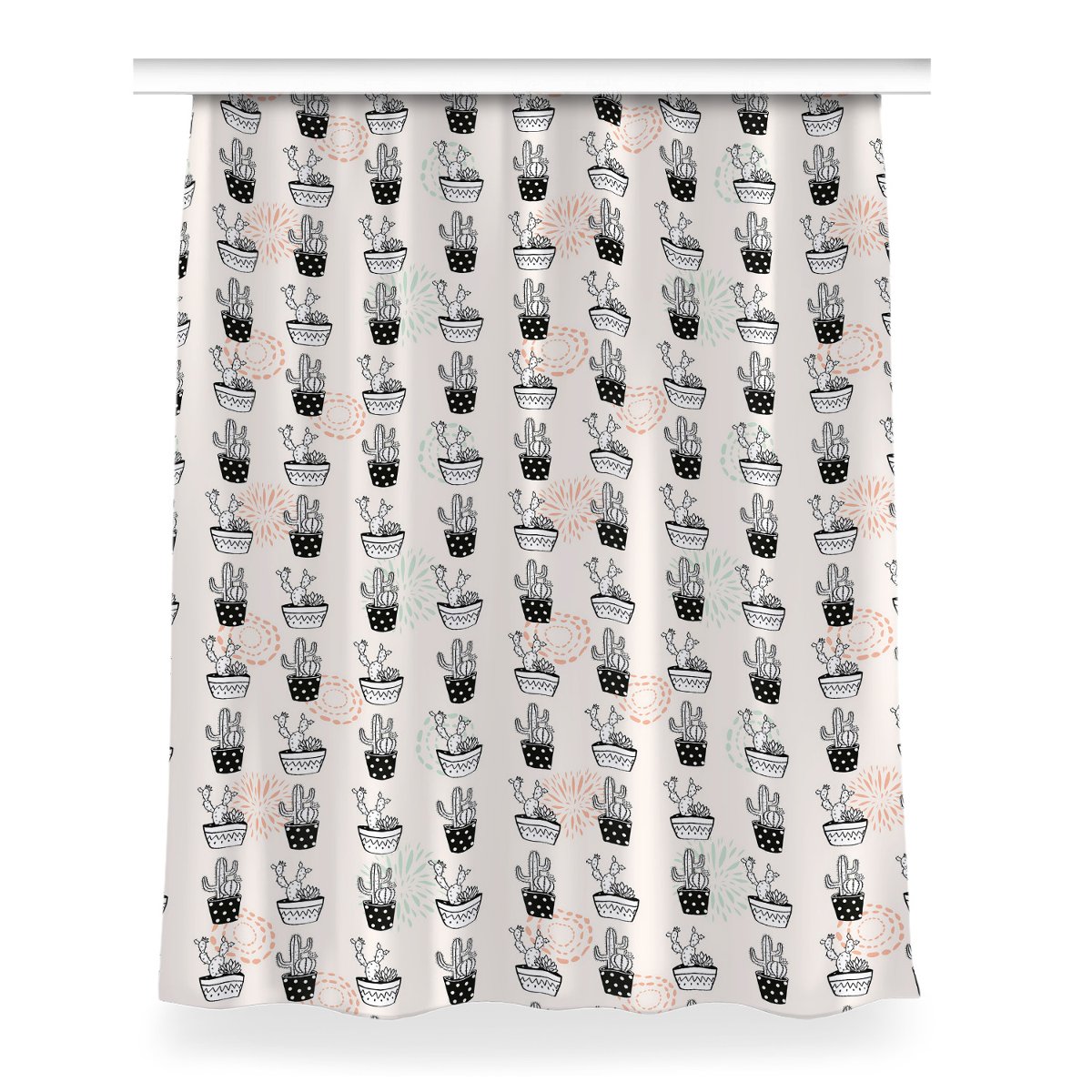 Klasyczna zasłona kolory 150x200 Kaktusy doniczki, Fabricsy