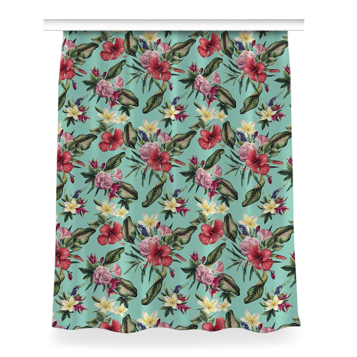 Zasłona z nadrukiem gotowa 150x200 Liście i kwiaty, Fabricsy