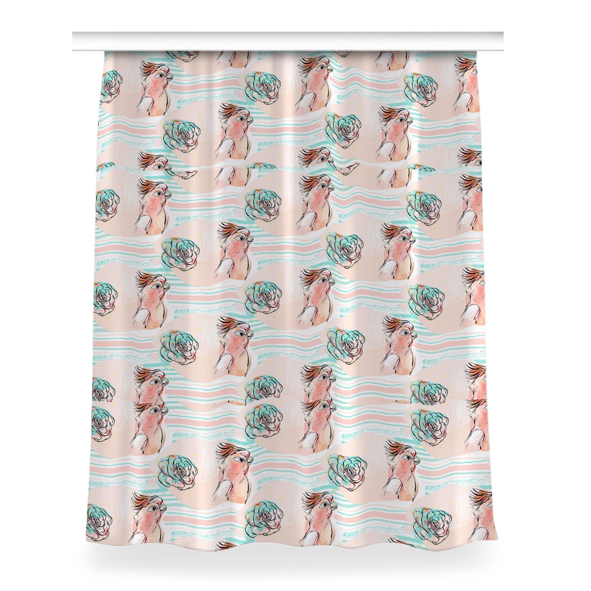 Kolorowa zasłona z nadrukiem 150x200 Różowe papugi, Fabricsy