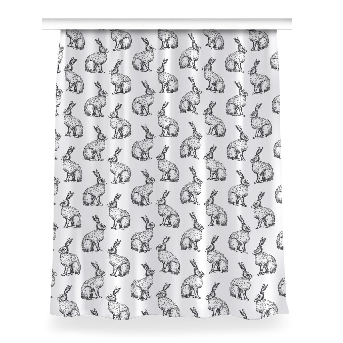 Kolorowa zasłona z nadrukiem 150x200 Białe króliki, Fabricsy