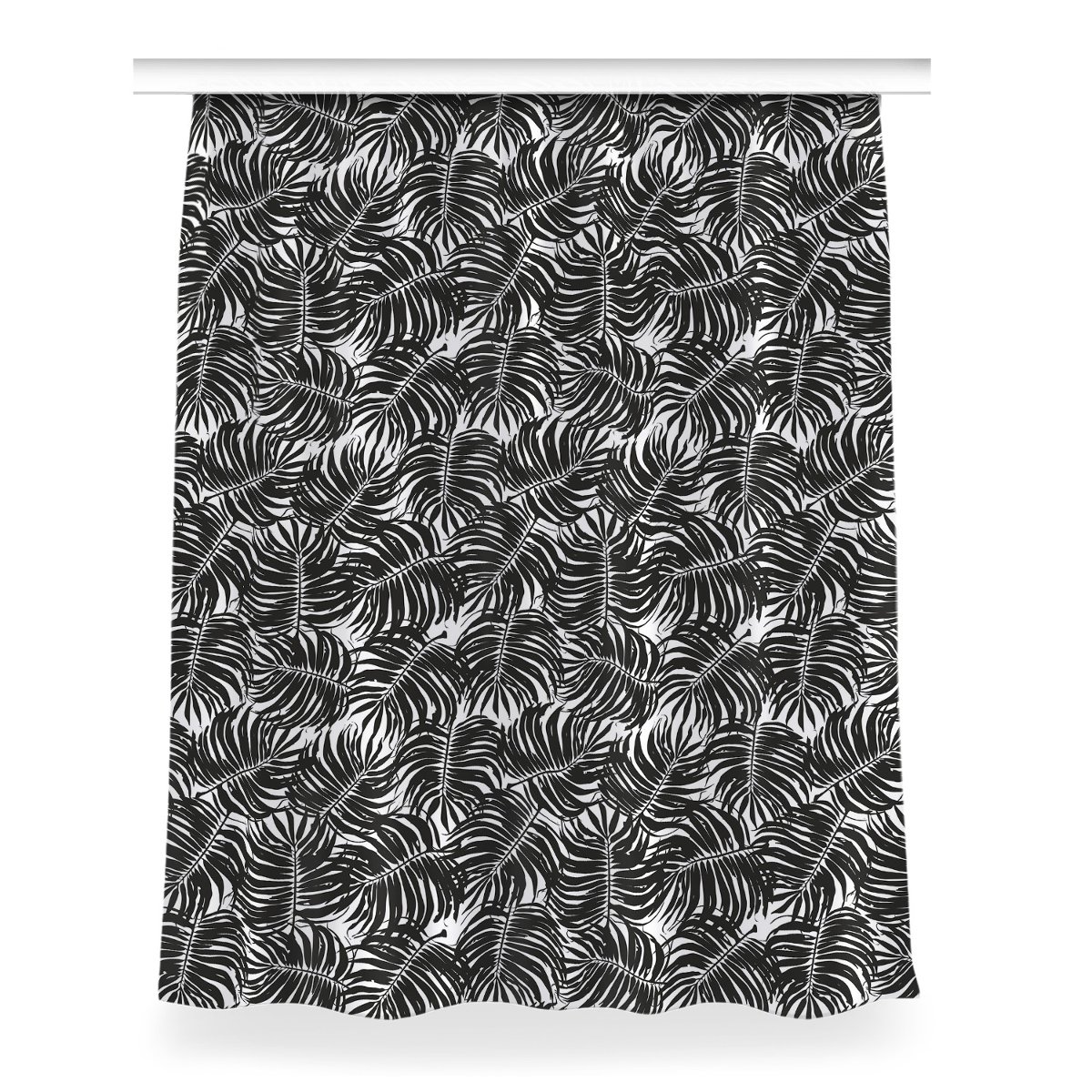Gotowa zasłona na taśmę wzór 150x200 Czarne liście, Fabricsy