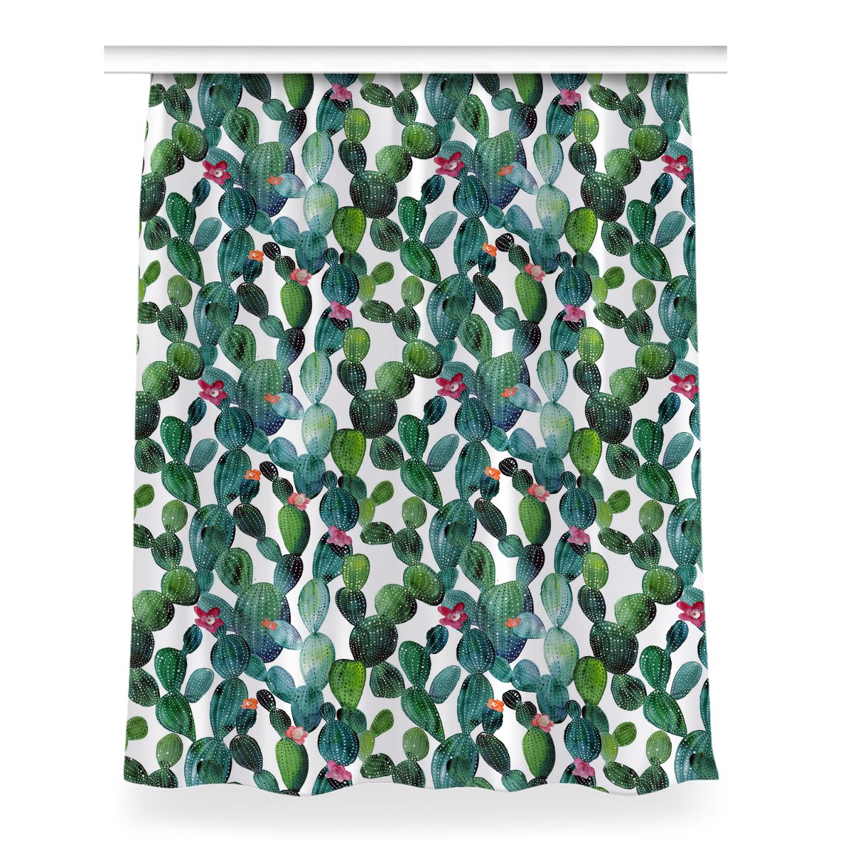Gotowa zasłona wzór 150x200 cm Kaktusy z kwiatami, Fabricsy
