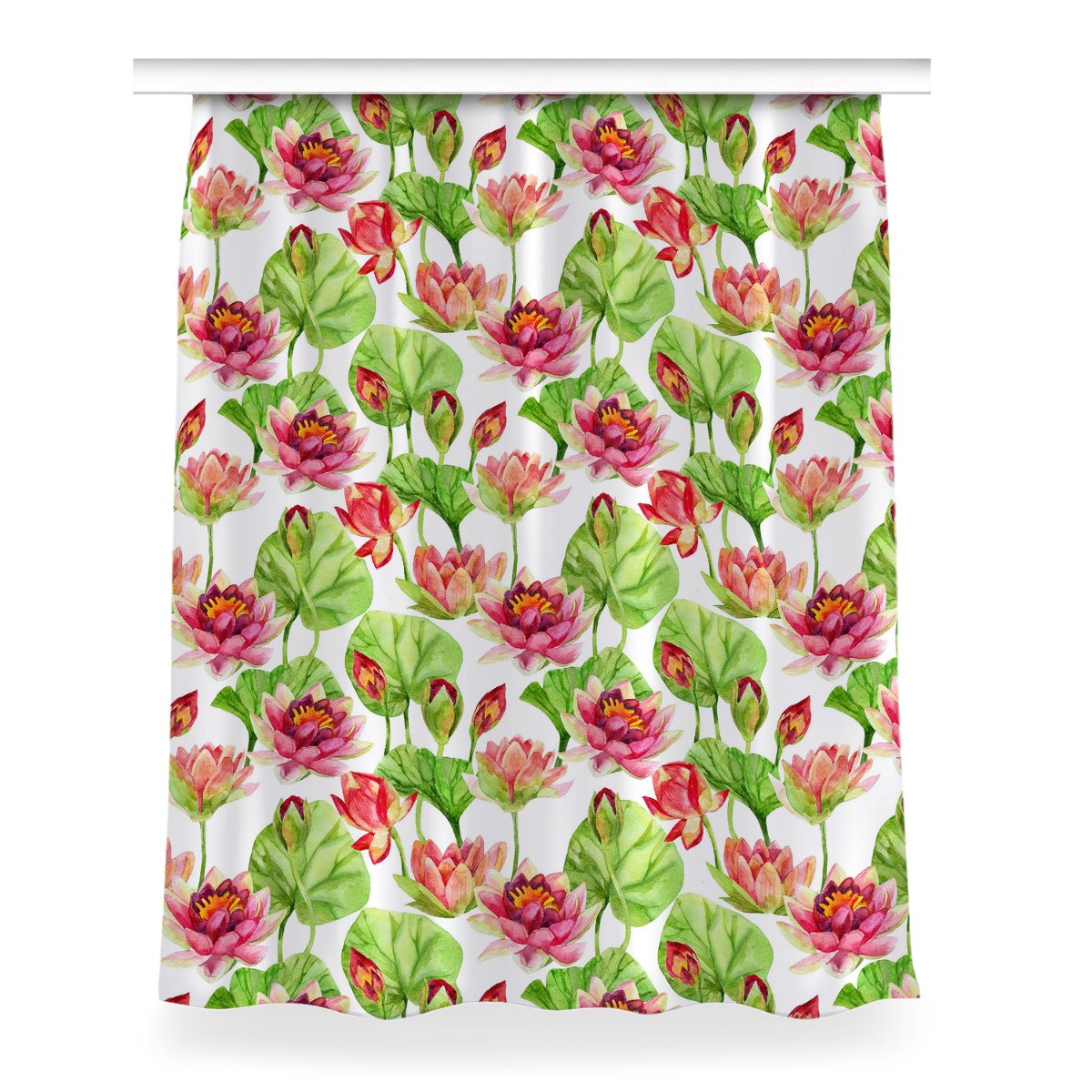 Gotowa zasłona dekor 150x200 Liście kwiatów lotosu, Fabricsy