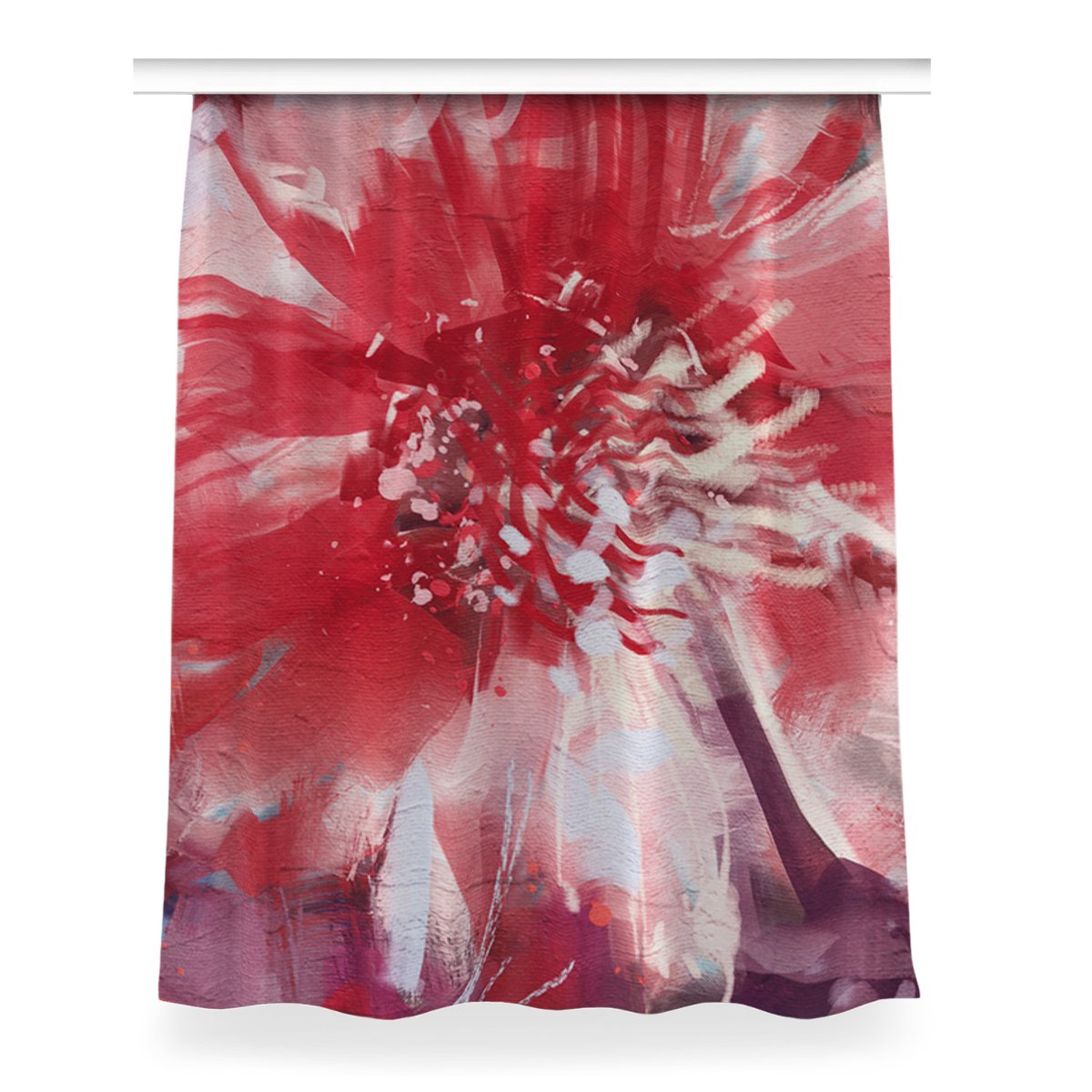 Gotowa zasłona z nadrukiem 150x200 Czerwony kwiat, Fabricsy