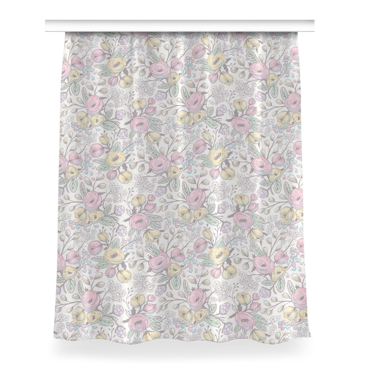 Gotowa zasłona z nadrukiem 150x200 Kolorowe kwiaty, Fabricsy