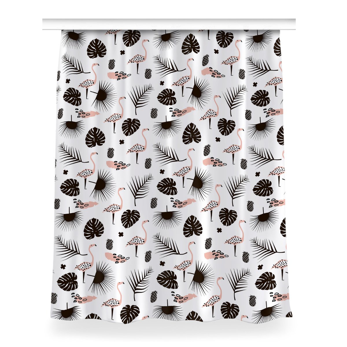 Klasyczna zasłona kolory 150x200 Liście i flamingi, Fabricsy