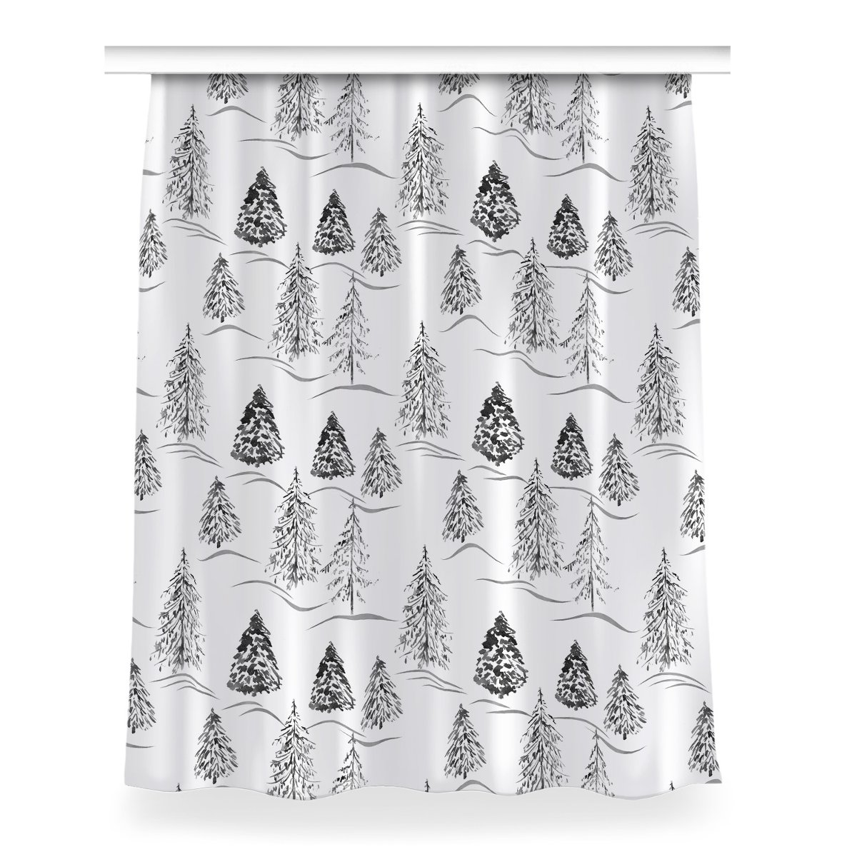 Gotowa zasłona z nadrukiem 150x200 Zimowa choinka, Fabricsy