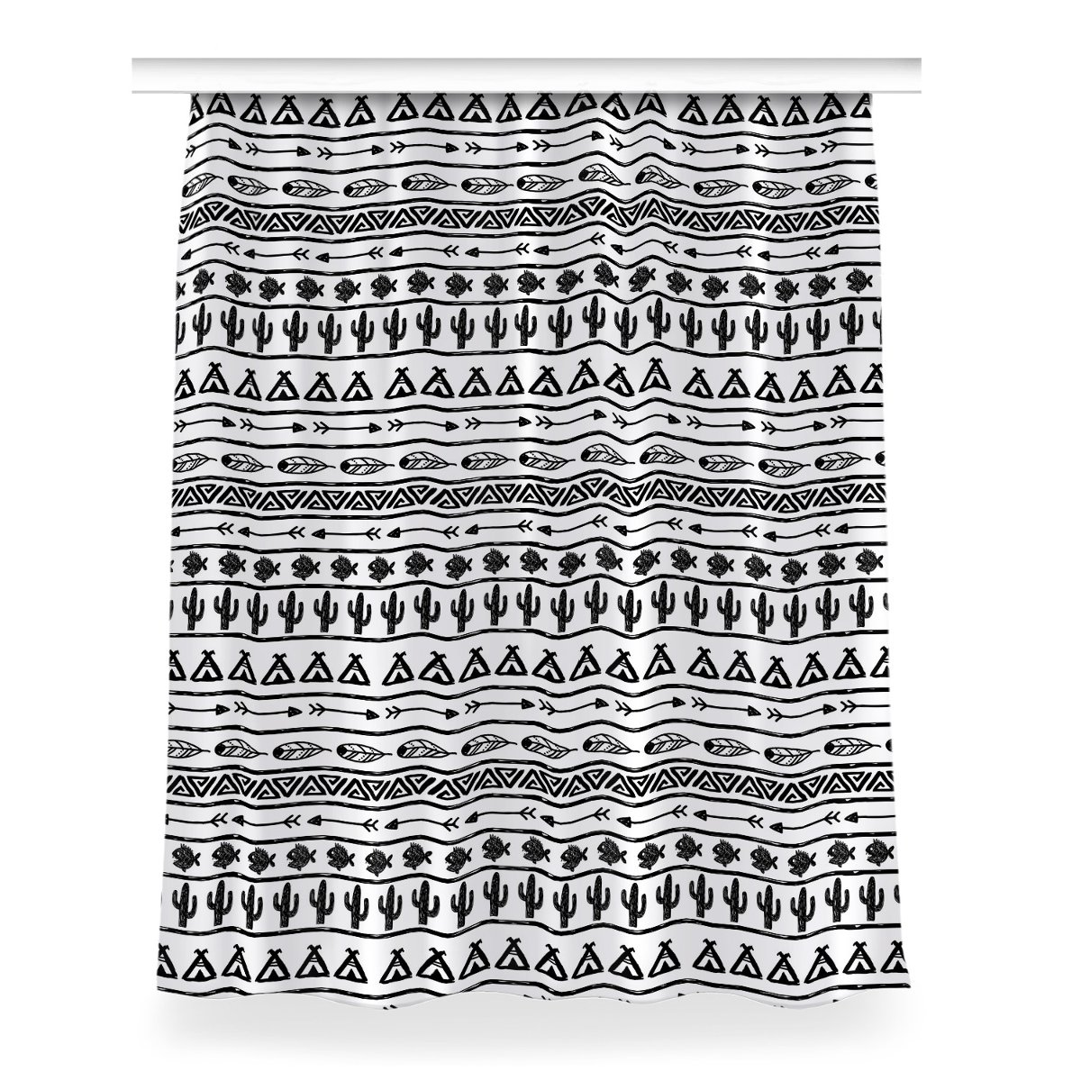 Klasyczna zasłona kolory 150x200 Boho czarno-biały, Fabricsy
