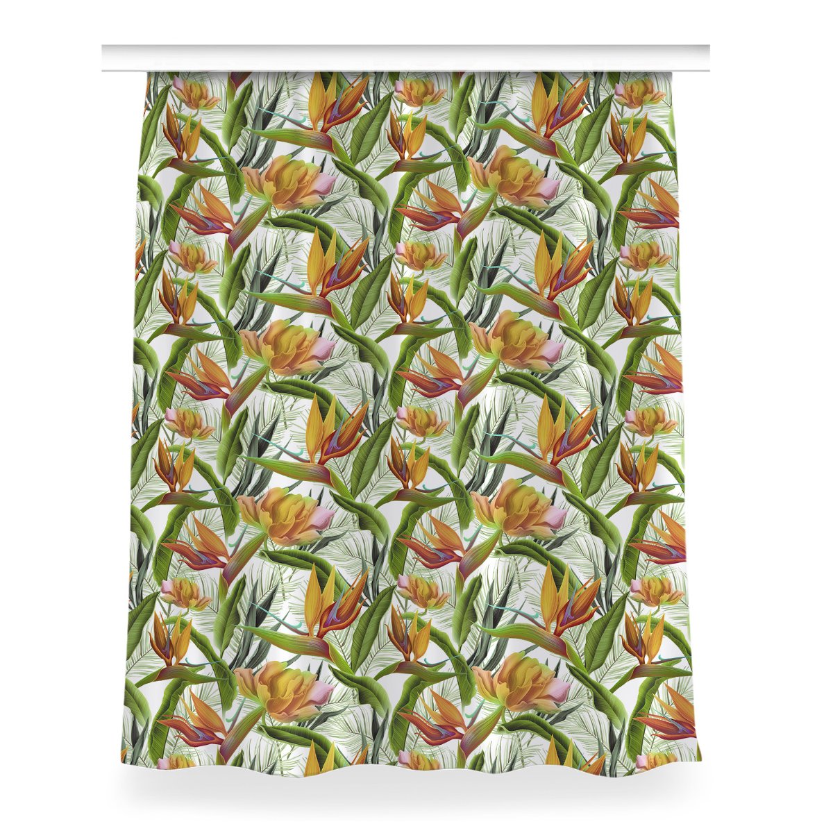 Gotowa zasłona na taśmę 150x200 Tropikalne rośliny, Fabricsy