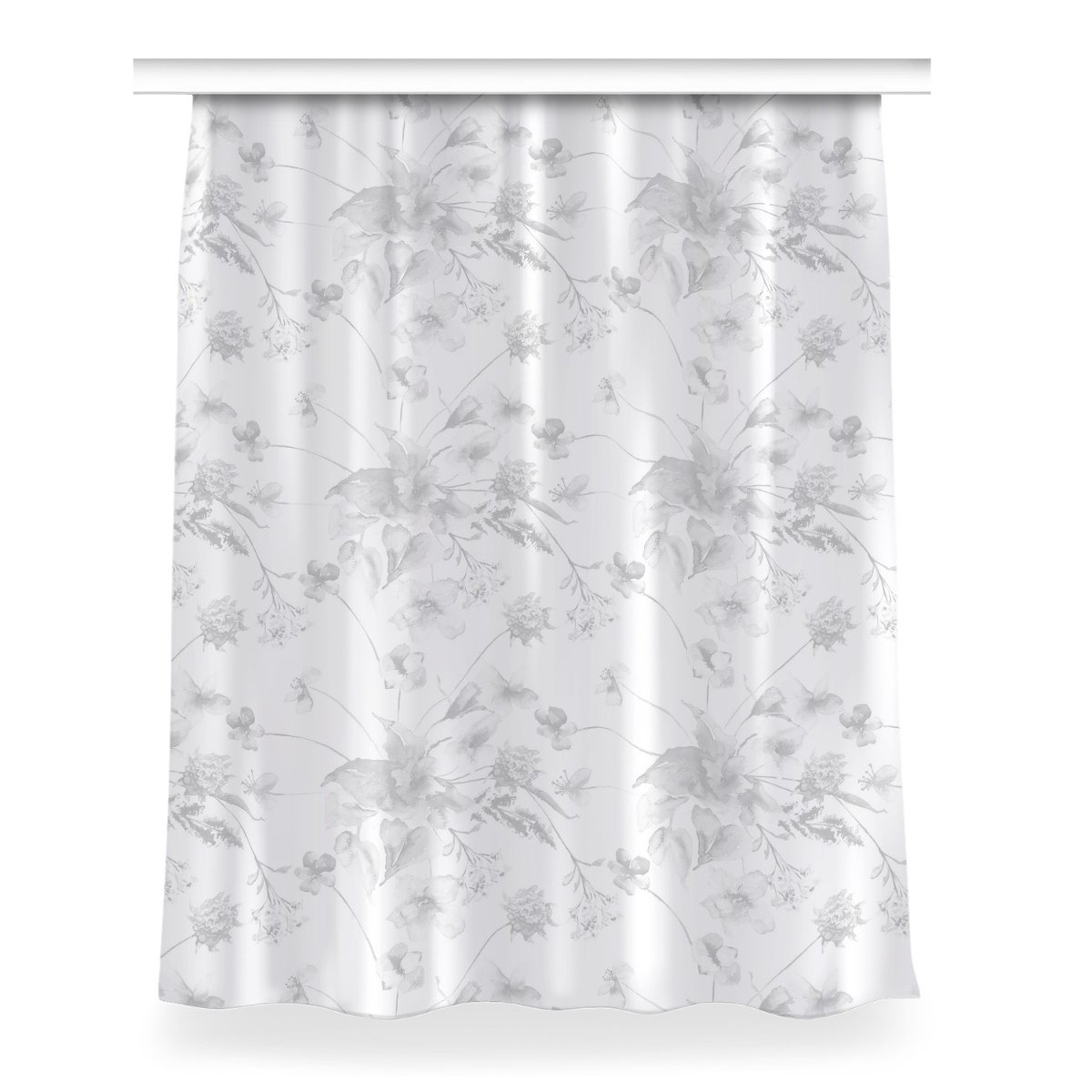 Gotowa zasłona na taśmę wzór 150x200 Szare kwiaty, Fabricsy