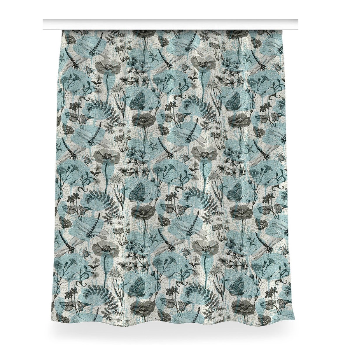 Gotowa zasłona na taśmę 150x200 cm Kwiaty i ważki, Fabricsy