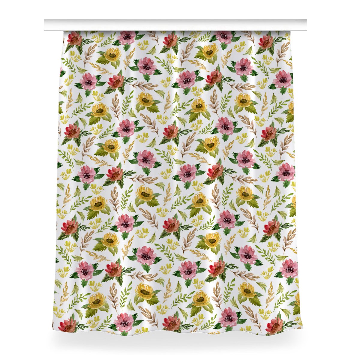 Klasyczna zasłona kolory 150x200 Akwarela Kwiaty, Fabricsy