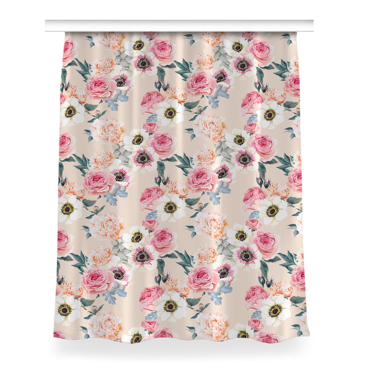 Zasłona z grafiką kolory 150x200 Pastelowe kwiaty, Fabricsy