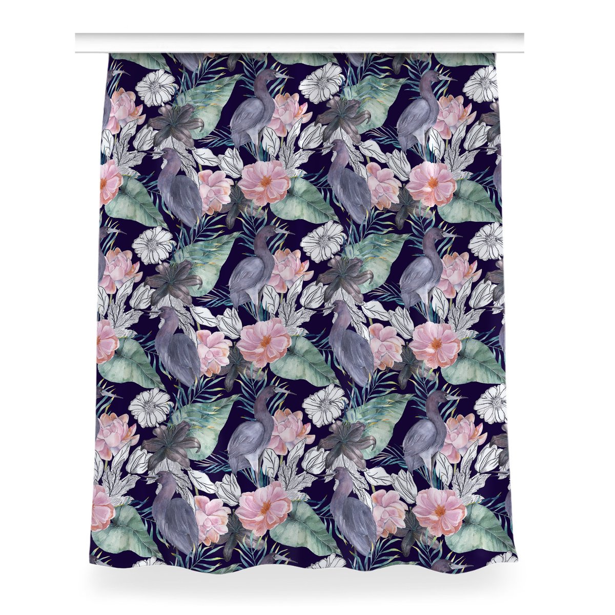 Gotowa zasłona z grafiką 150x200 Ptaki w kwiatach, Fabricsy