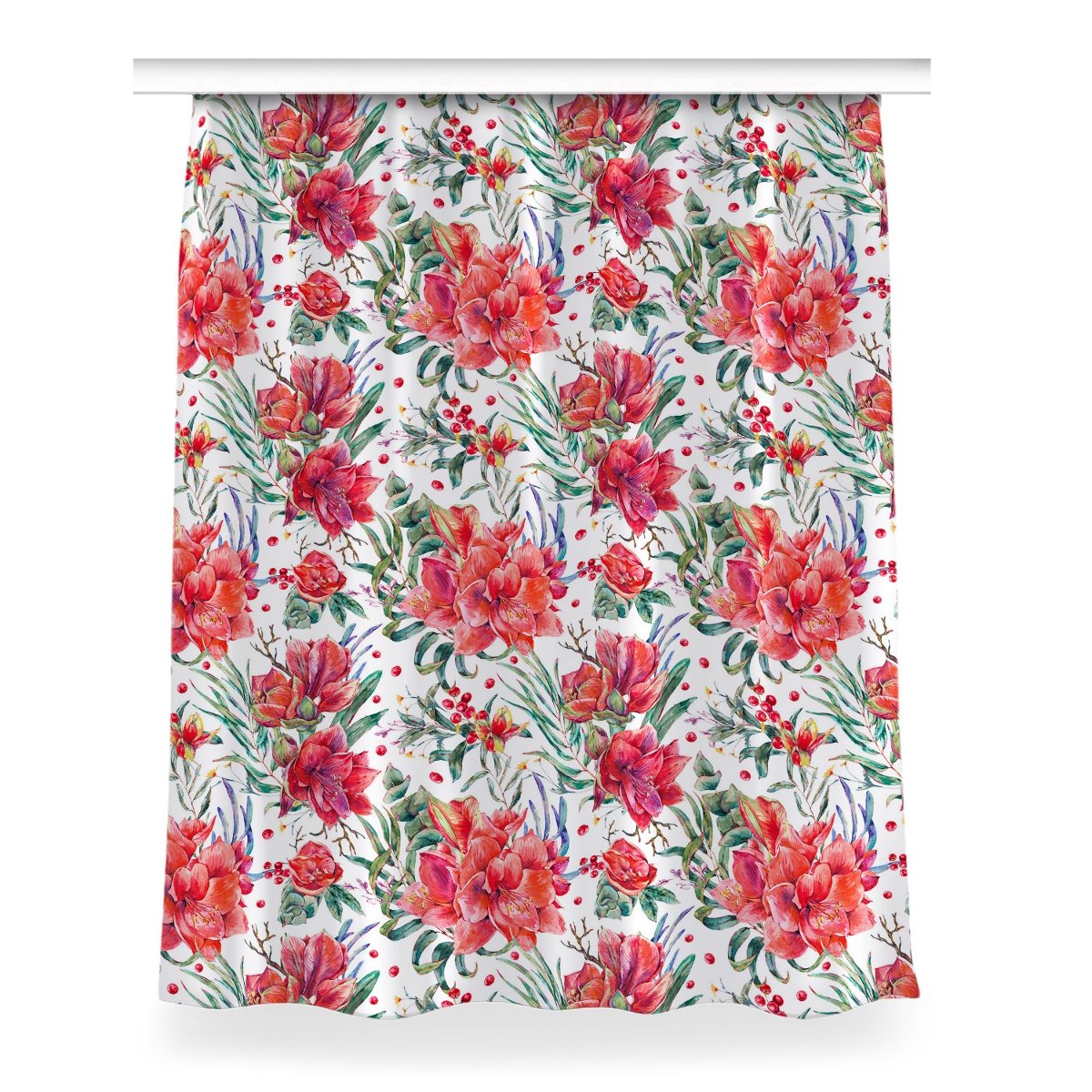 Gotowa zasłona z grafiką 150x200 Czerwone kwiaty, Fabricsy