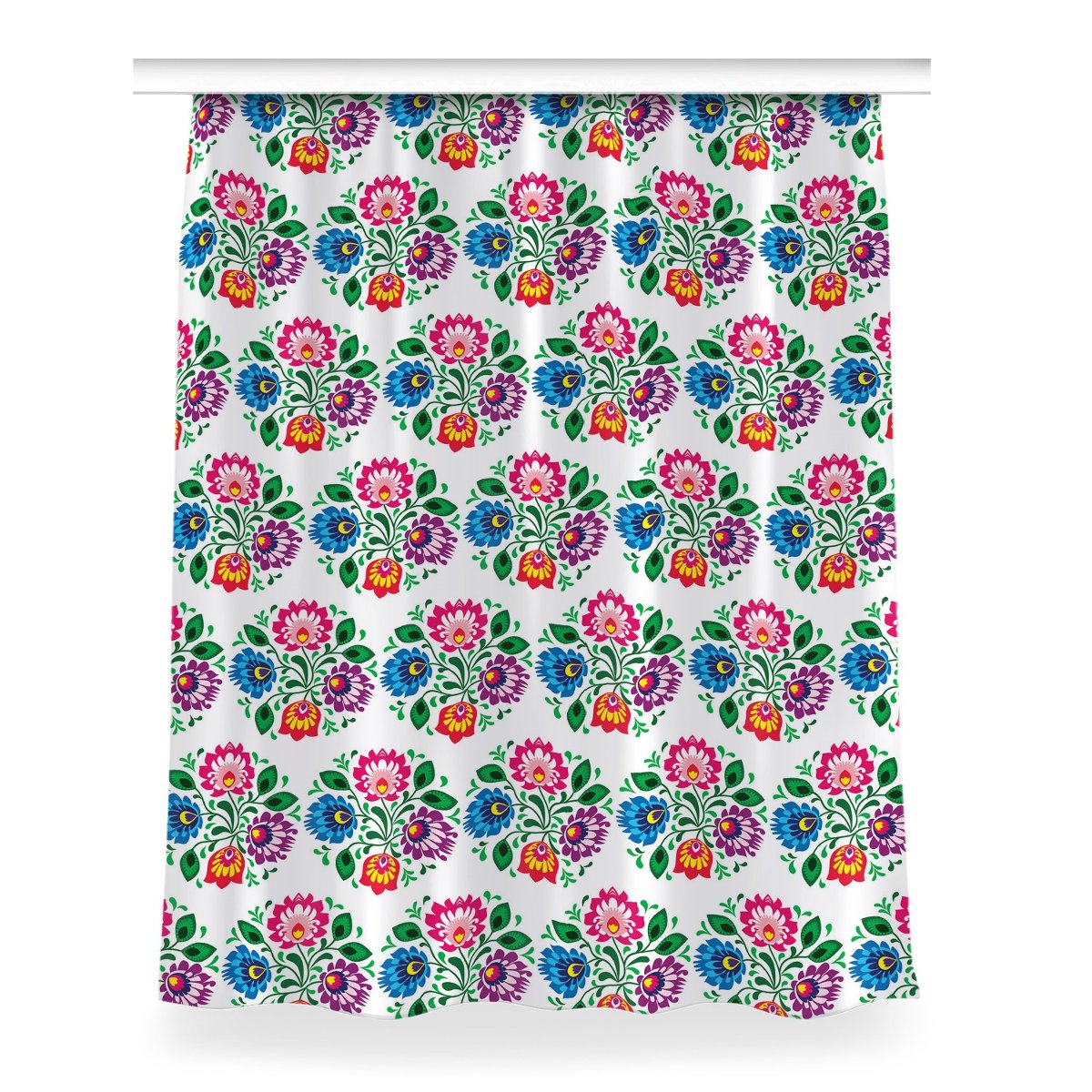 Gotowa zasłona na taśmę 150x200 Kwiaty ludowy styl, Fabricsy