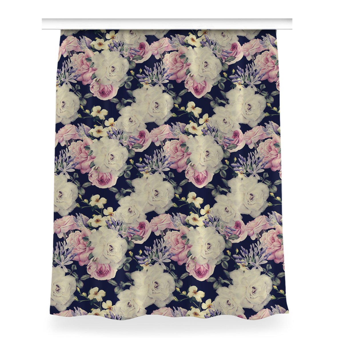 Gotowa zasłona na żabki 150x200 Białe róże Vintage, Fabricsy