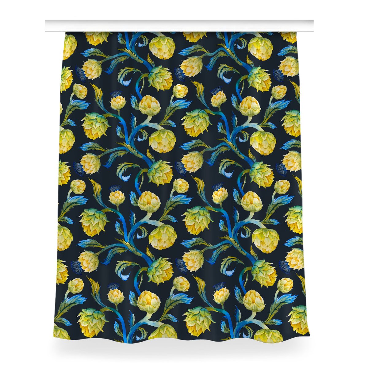 Gotowa zasłona na taśmę 150x200 Kwiaty karczocha, Fabricsy