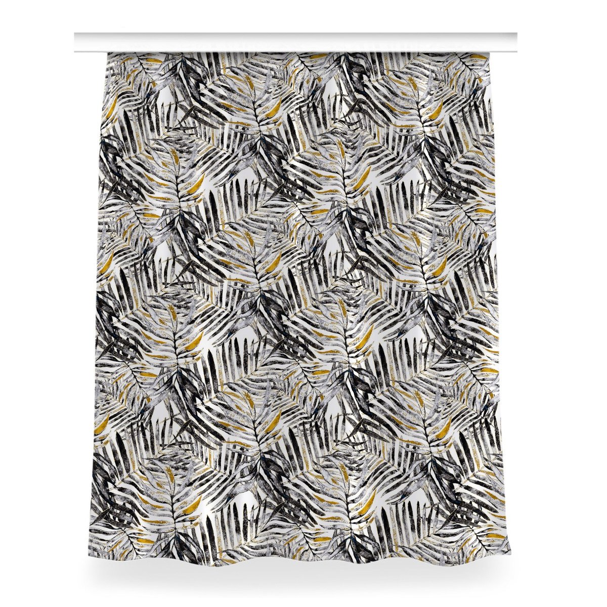 Zasłona z grafiką gotowa 150x200 cm Czarne liście, Fabricsy