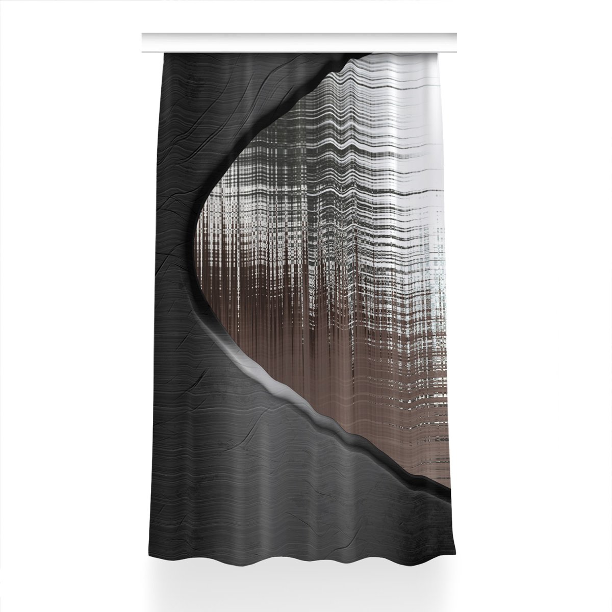 Gotowa zasłona na kółka Abstrakcja srebro 150x230, Fabricsy