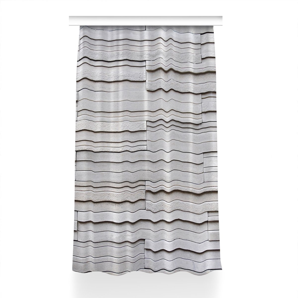 Gotowa zasłona na kółka Białe deski dekor 150x230, Fabricsy