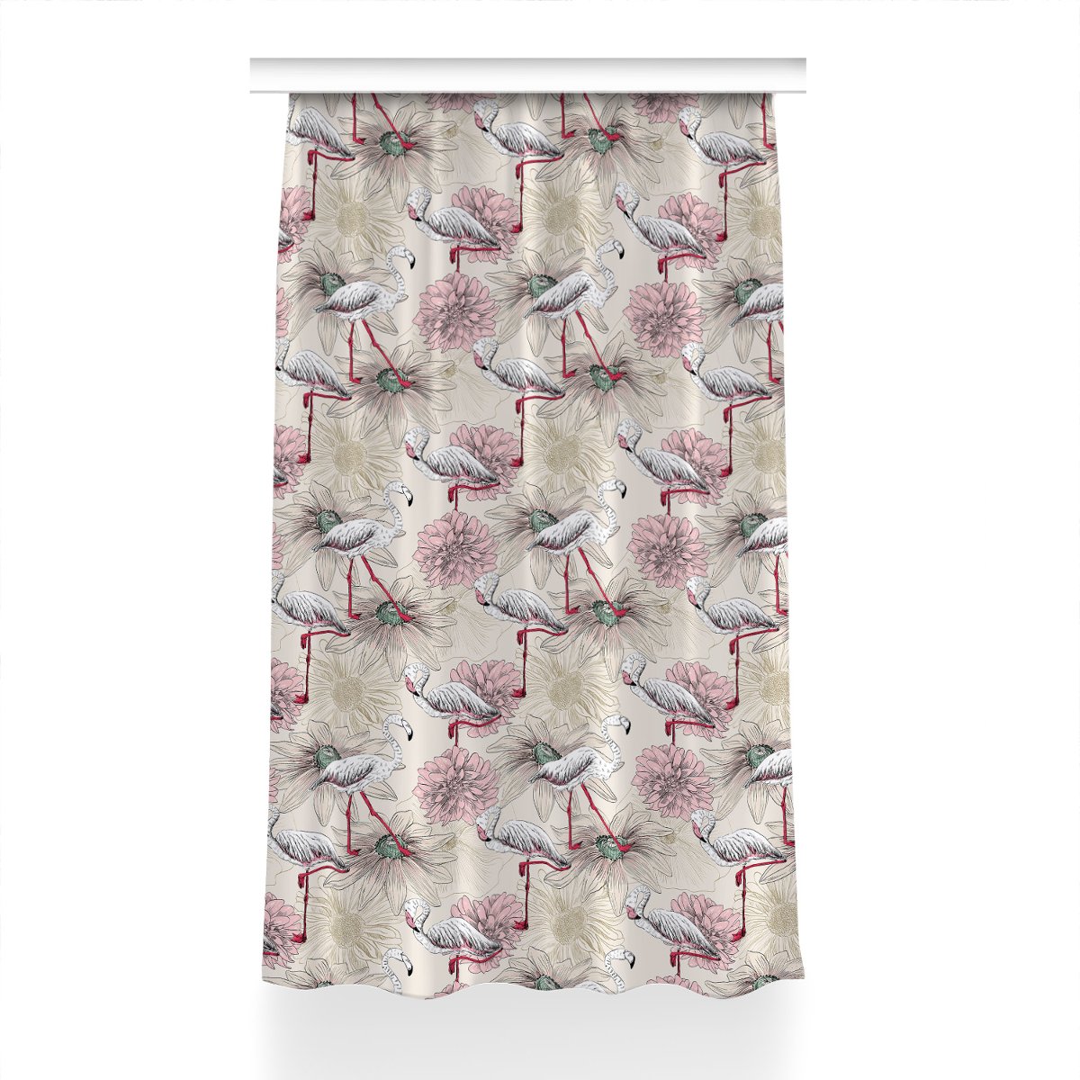 Gotowa zasłona z nadrukiem Różowy flaming 150x230, Fabricsy