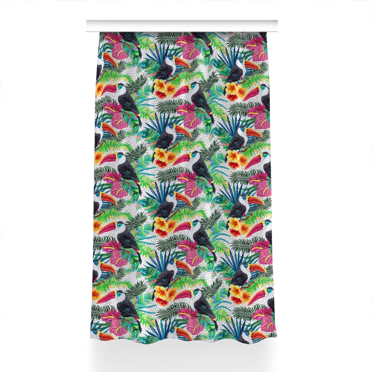 Gotowa zasłona na kółka Tukany do sypialni 150x230, Fabricsy