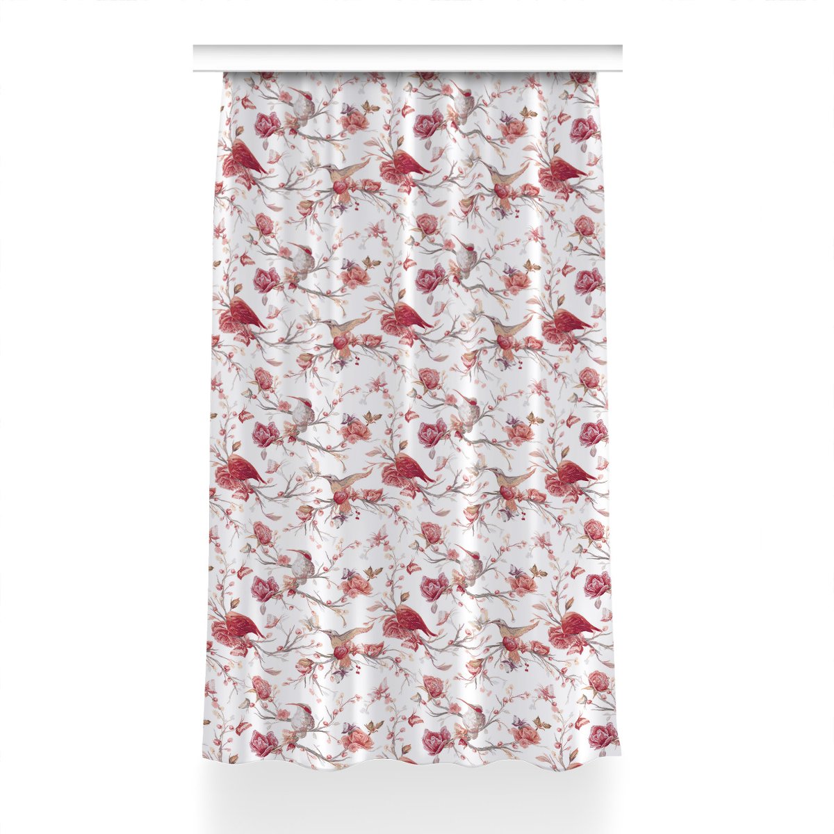 Zasłona z nadrukiem gotowa Czerwone ptaki 150x230, Fabricsy