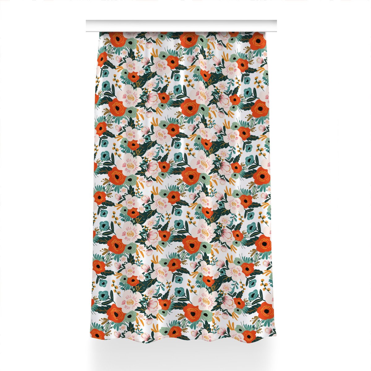 Zasłona z grafiką gotowa Kolorowe kwiaty 150x230, Fabricsy
