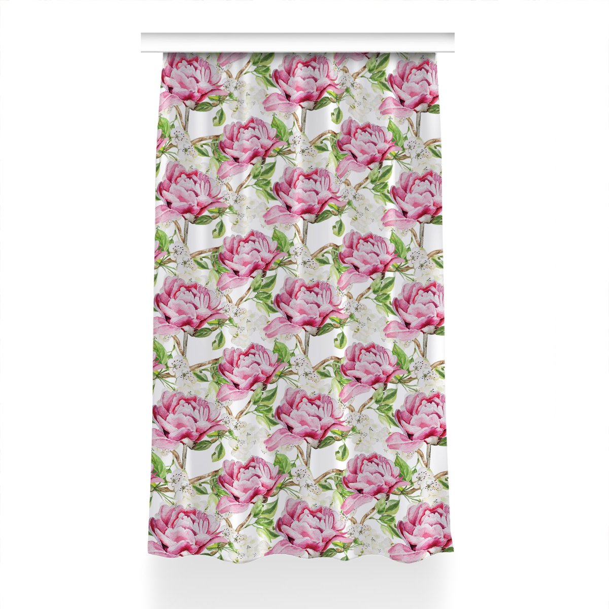 Gotowa zasłona z nadrukiem Różowe piwonie 150x230, Fabricsy