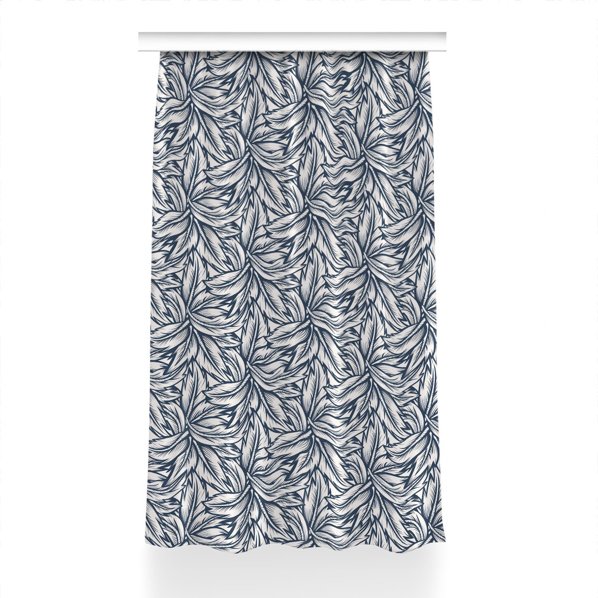 Gotowa zasłona na kółka Liście rysowane 150x230 cm, Fabricsy