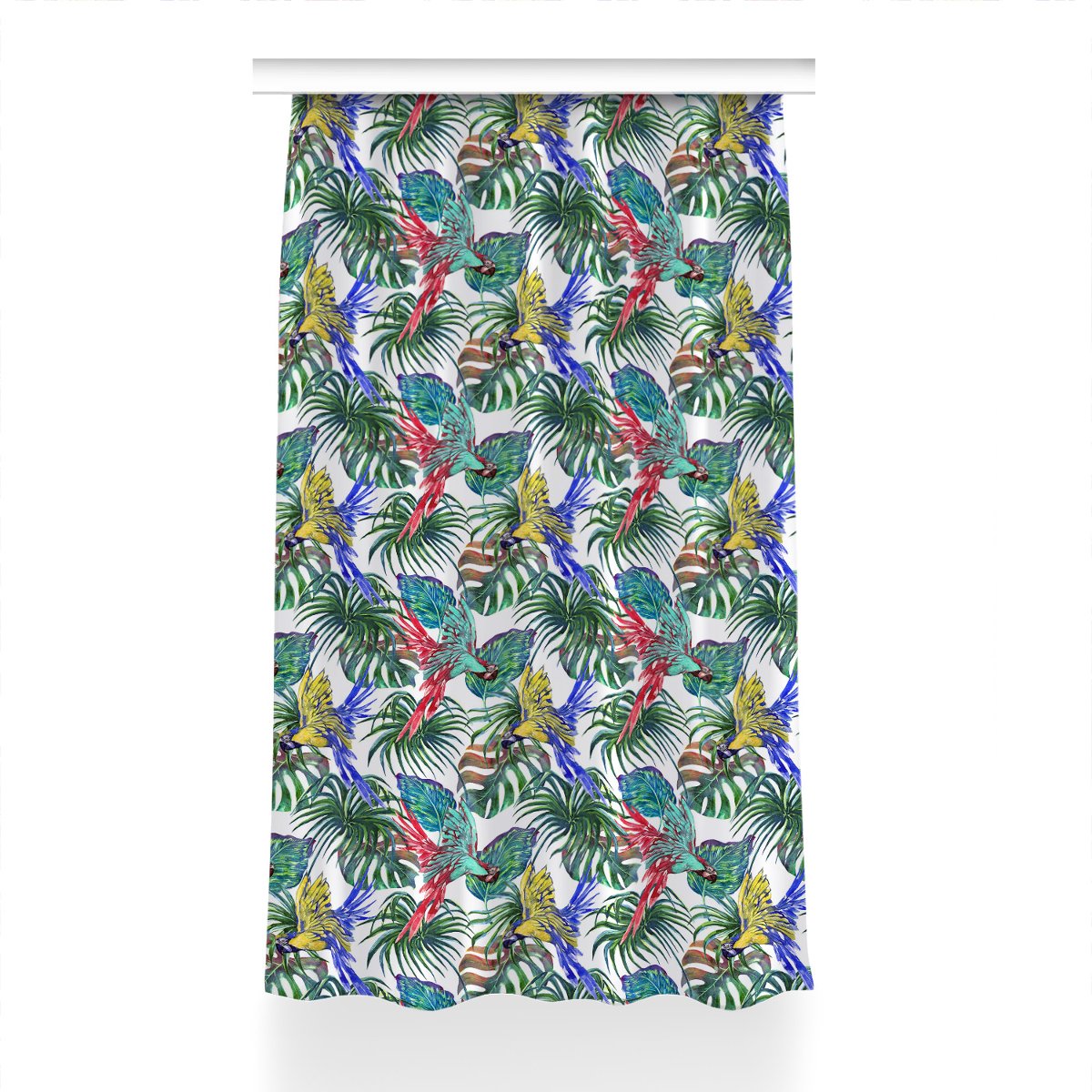 Kolorowa zasłona z nadrukiem Papugi dekor 150x230, Fabricsy
