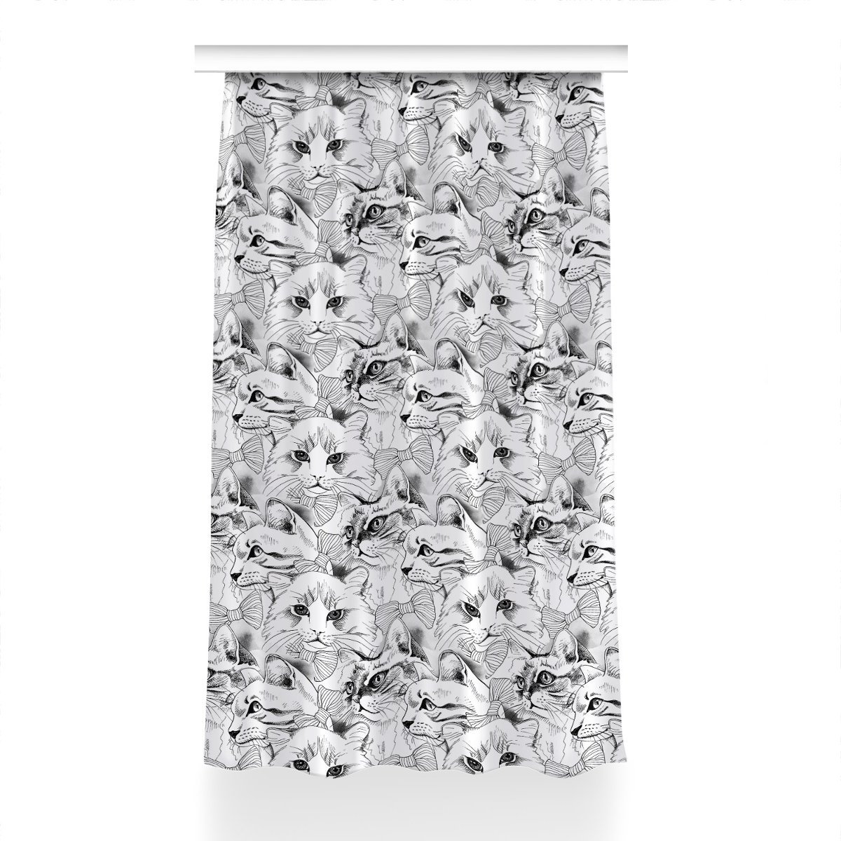 Zasłona z nadrukiem gotowa Szkicowane koty 150x230, Fabricsy