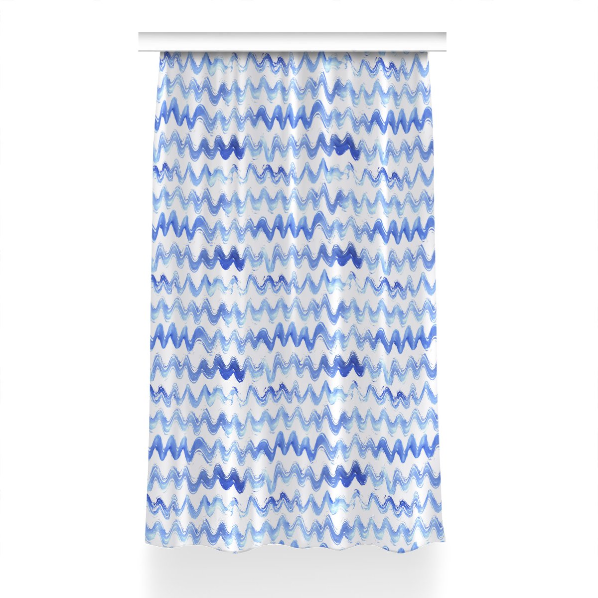 Gotowa zasłona na kółka Fale akwarele wzór 150x230, Fabricsy