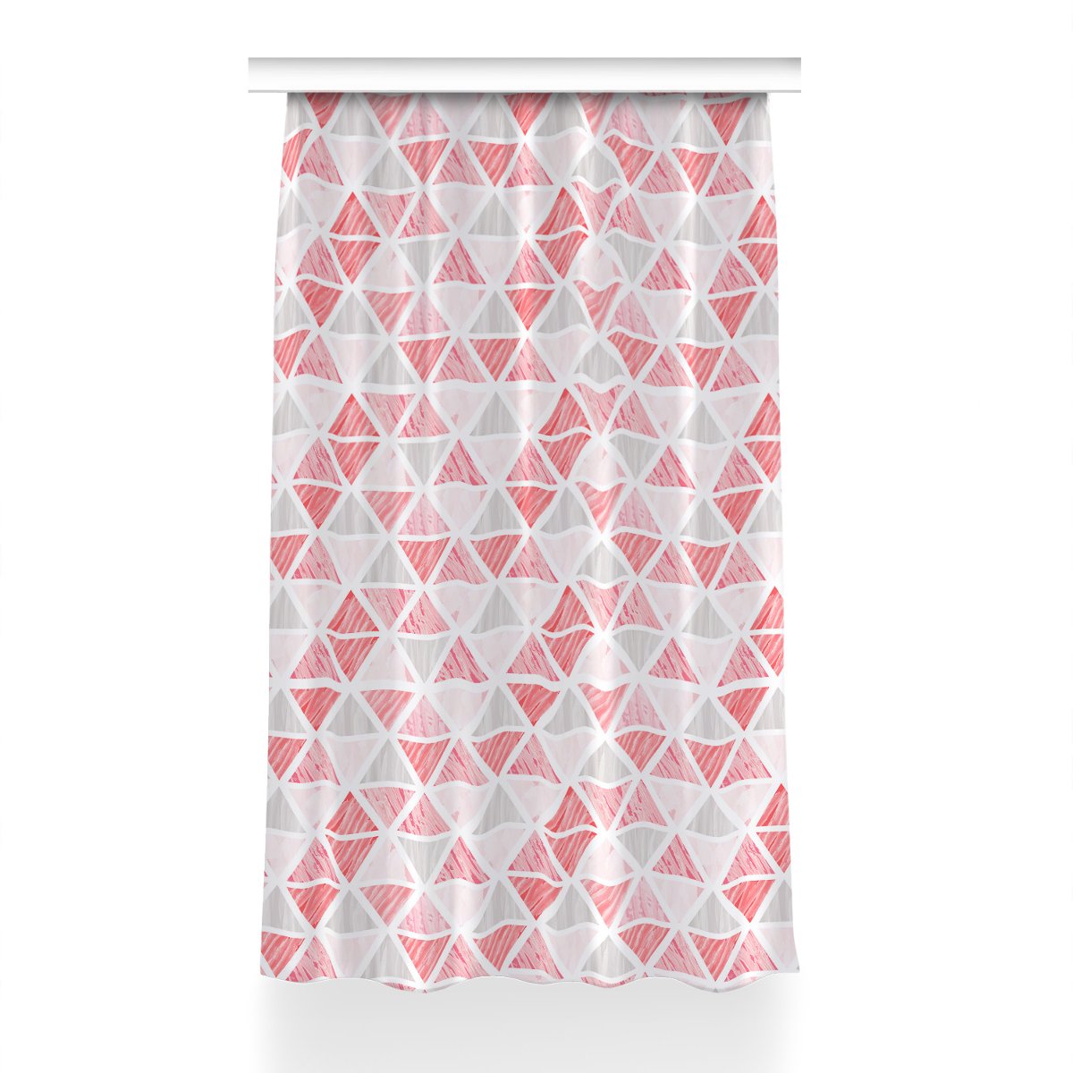 Gotowa zasłona na kółka Różowe trójkąty 150x230 cm, Fabricsy