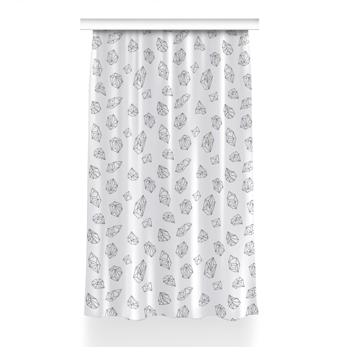 Gotowa zasłona na kółka Bryły przestrzenne 150x230, Fabricsy