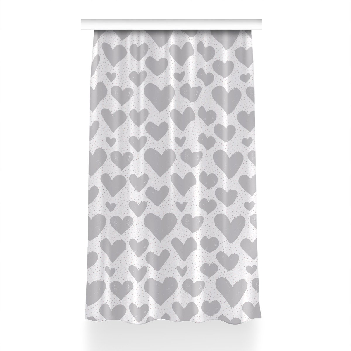 Zasłona z grafiką gotowa Szare serca wzór 150x230, Fabricsy