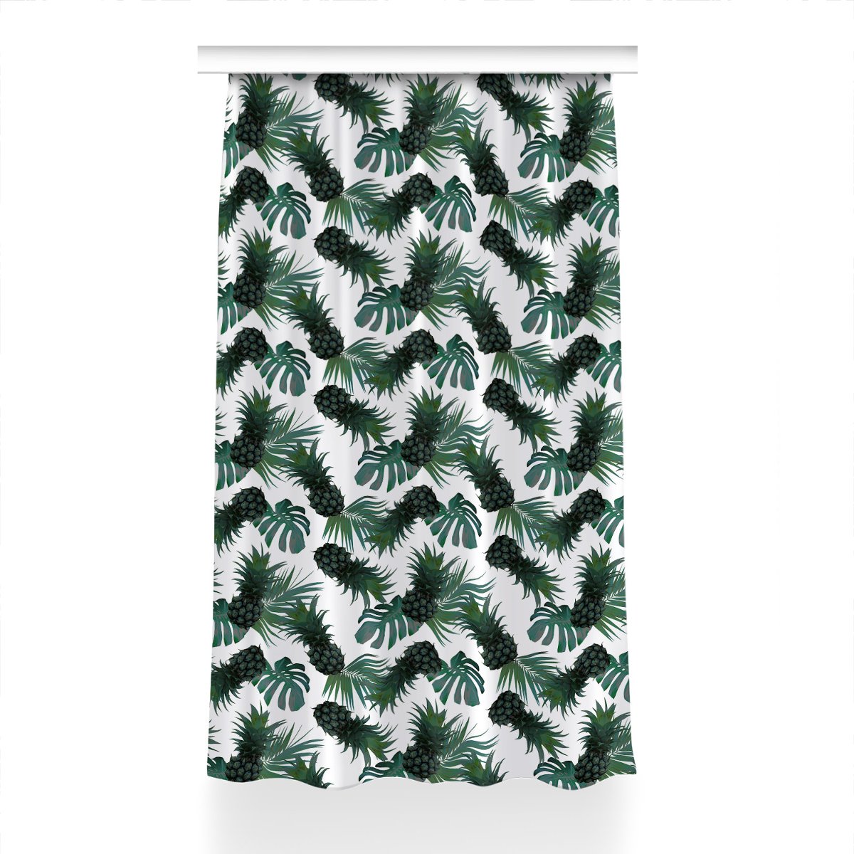Gotowa zasłona na kółka Zielone ananasy 150x230 cm, Fabricsy