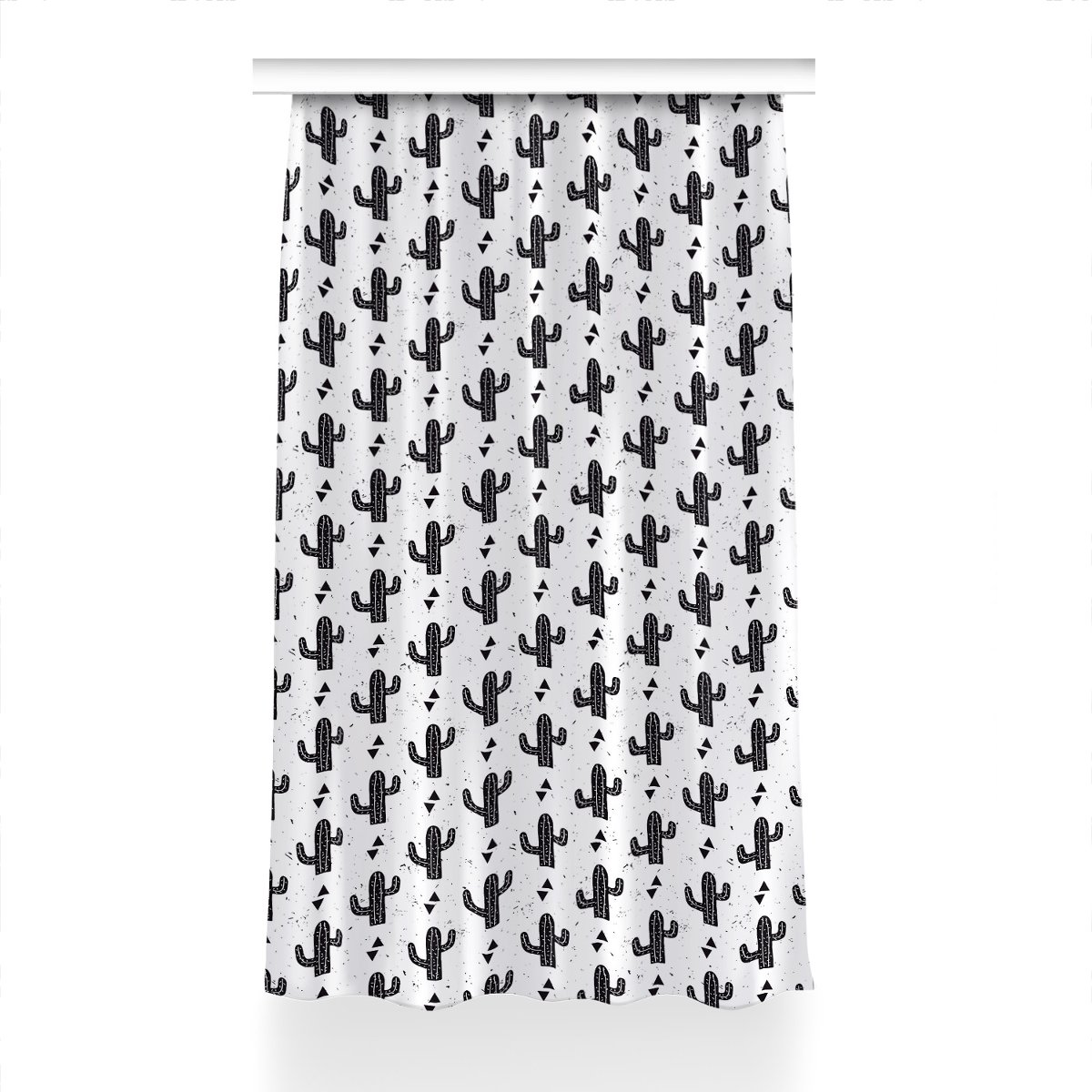 Gotowa zasłona z nadrukiem Czarne kaktusy 150x230, Fabricsy