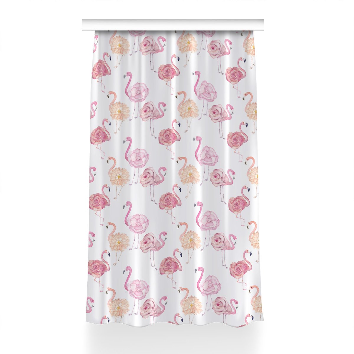 Gotowa zasłona Flamingi i kwiaty do salonu 150x230, Fabricsy