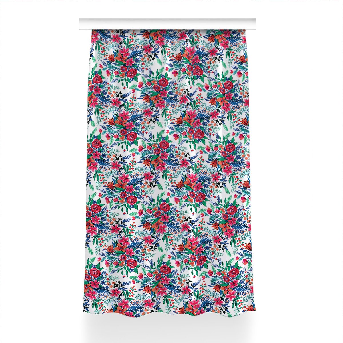 Zasłona z nadrukiem gotowa Kolorowe kwiaty 150x230, Fabricsy