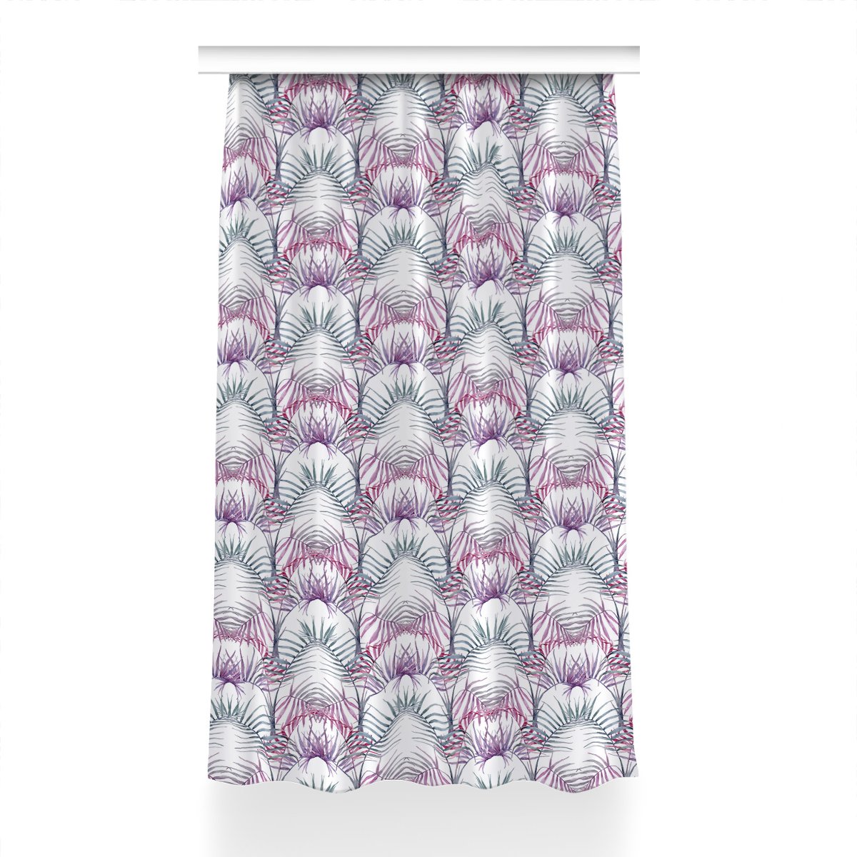 Gotowa zasłona na kółka Różowe liście wzór 150x230, Fabricsy