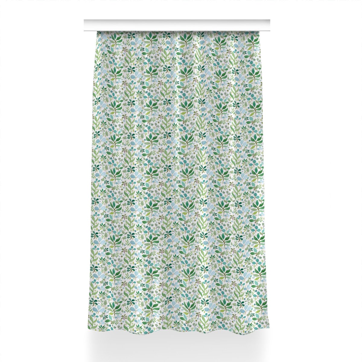 Gotowa zasłona na kółka Zielone liście 150x230 cm, Fabricsy