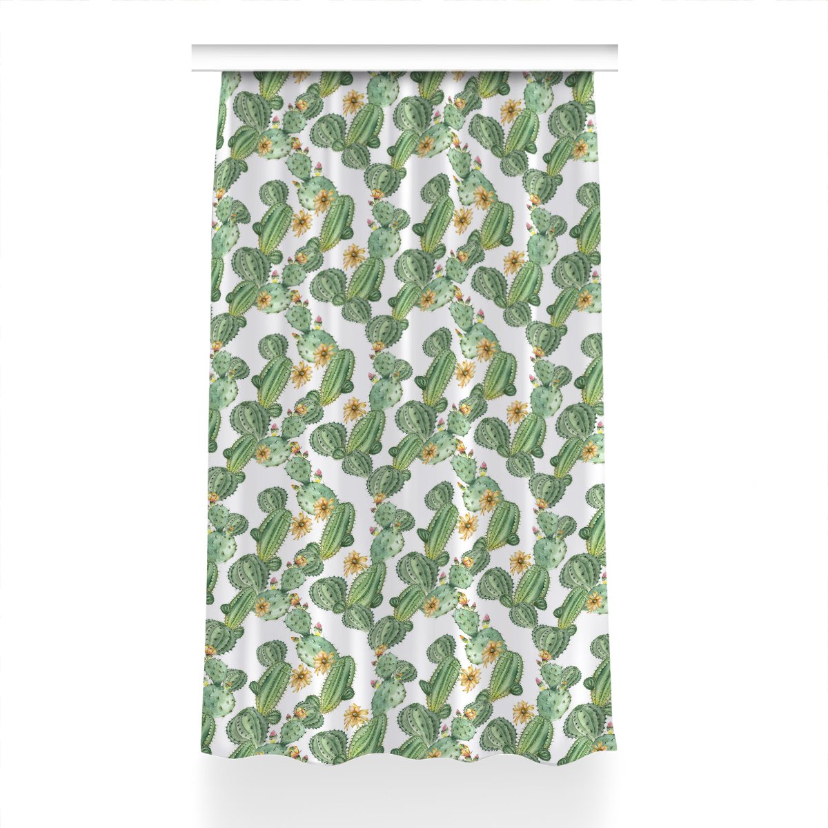 Gotowa zasłona na kółka Kaktusy z kwiatami 150x230, Fabricsy