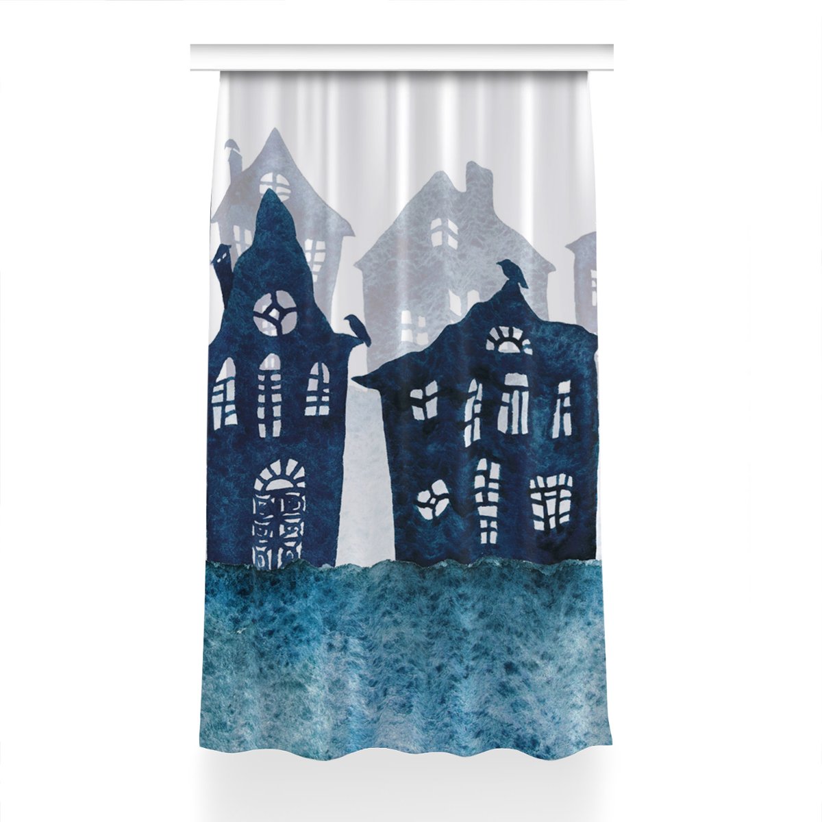 Gotowa zasłona na kółka Miasto nocą dekor 150x230, Fabricsy