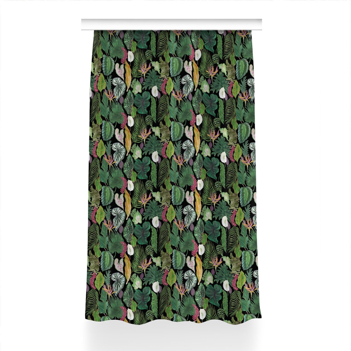 Zasłona z grafiką kolory Tropikalne liście 150x230, Fabricsy