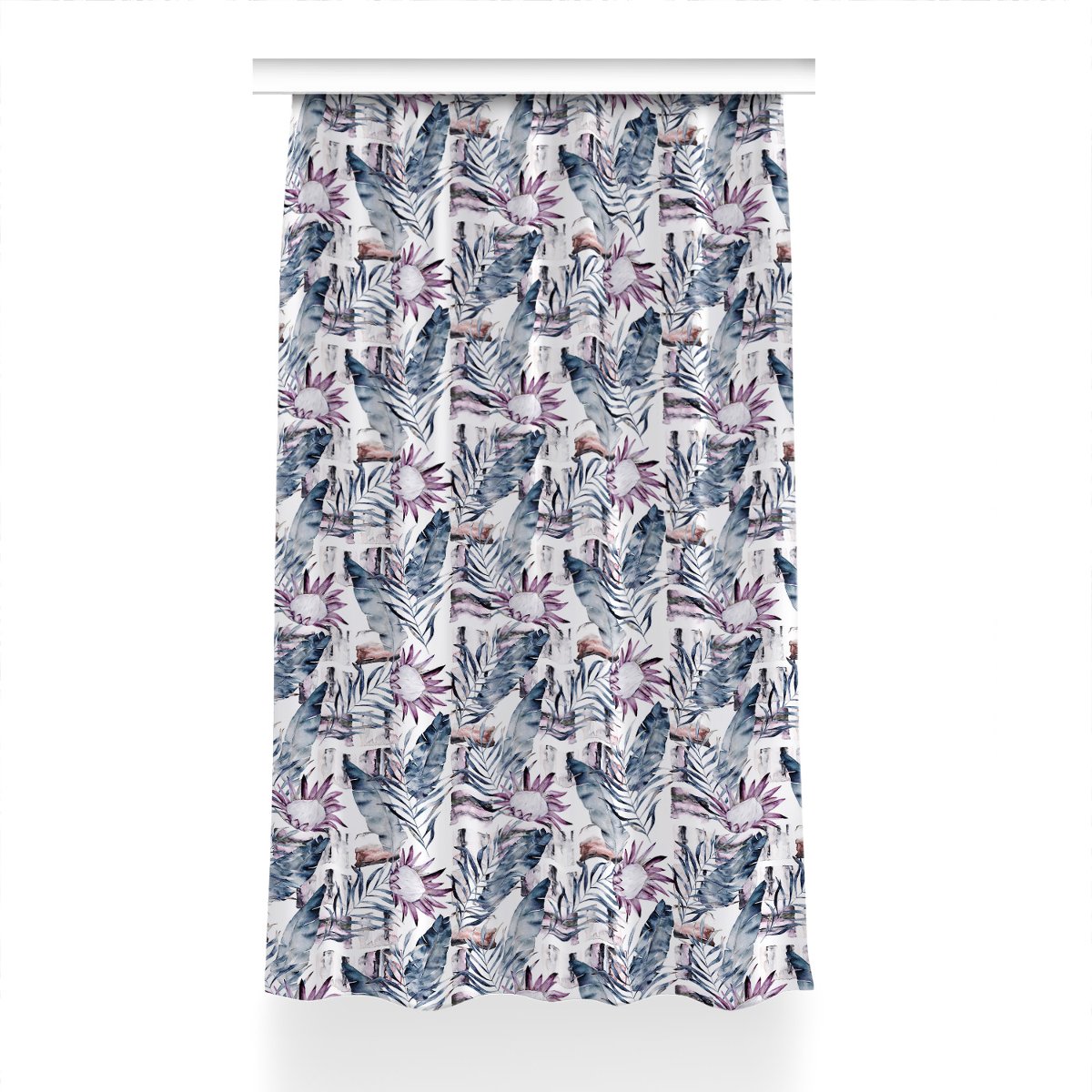 Gotowa zasłona z grafiką Marmurowe kwiaty 150x230, Fabricsy